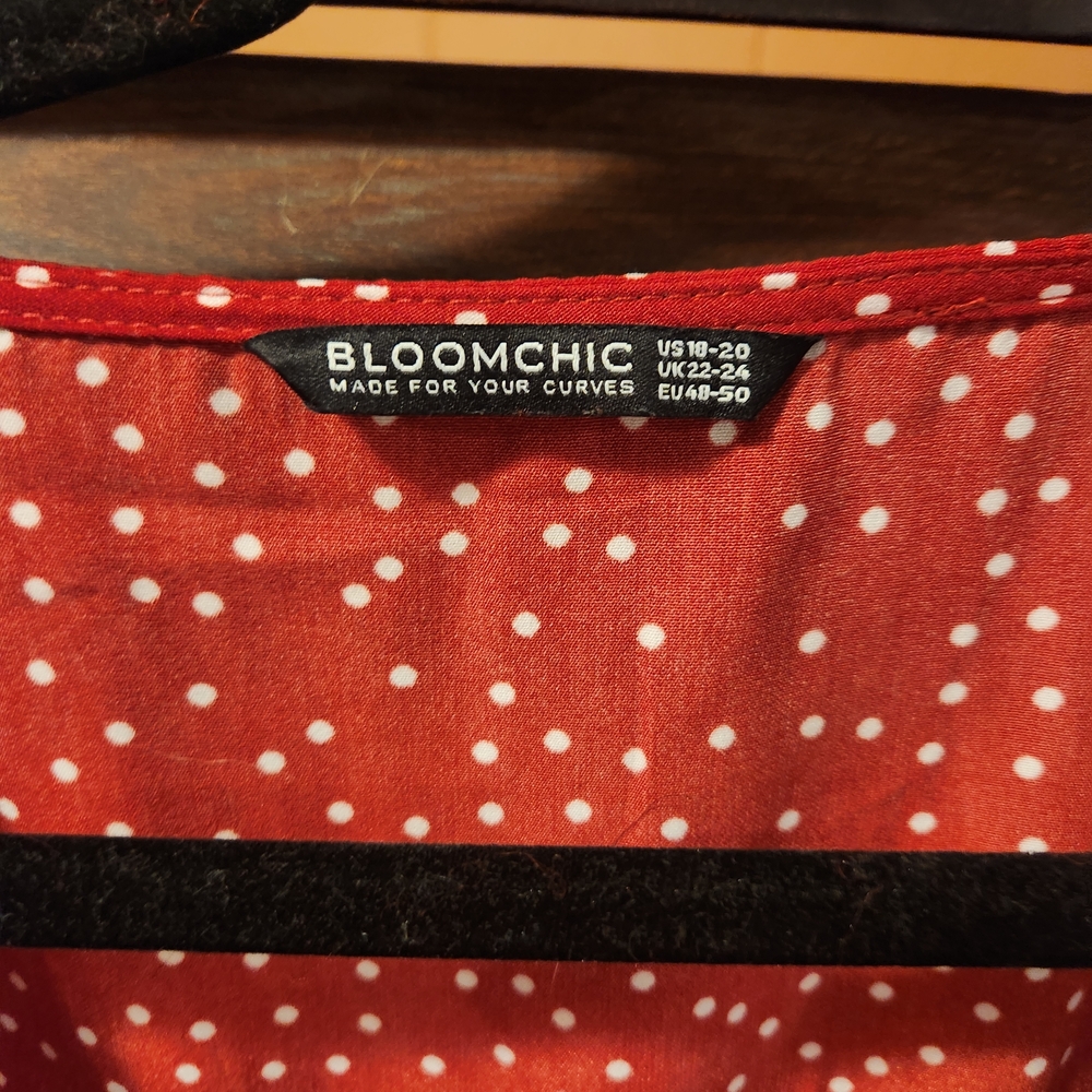BloomChic Red Midi Dress with White Dots - Picture 2 of 3